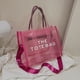 thumbnail image 3 of Btafrte Bolsos Mano Con Letras Transparentes Bolso Cruzado PVC para Mujer (rosa Roja), 3 of 9