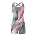 thumbnail image 4 of Pink Ladies Track Gym Shorts Overalls Shortalls Shorts One Piece for Juniors Marble Print Bodycon Cottagecore Cut Out Wrap Criss Cross Summer Fall 2025 XL, 4 of 4