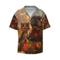 thumbnail image 5 of Picia Cat Dog Friendship Men's Linen Shirts Short Sleeve Cuban Beach Shirts Casual Shirts Button Down Shirt for Men Beach Summer Wedding Shirt-Large, 5 of 7