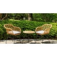 thumbnail image 3 of Crescent 3-Piece Outdoor Wicker Patio Bistro Set with Cushions Grey, 3 of 5