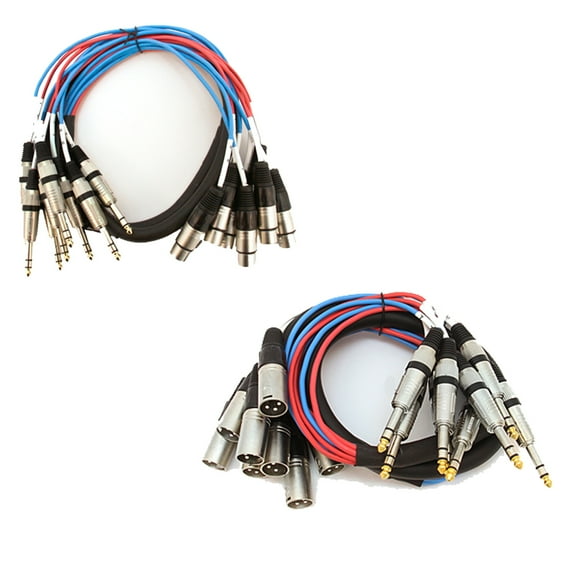 Seismic Audio 8 Channel 5' TRS to XLR Male and 5' TRS to XLR Female Snake Cable Bundle Multi color - SAXT-8x5_MF
