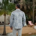 thumbnail image 4 of Fexilor Men's Button Down Long Sleeve Shirt Casual Vacation Style with Pearl Snap-on, 4 of 6