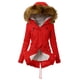 thumbnail image 3 of Abrigo de algodón para mujer, más terciopelo, grueso, cálido, de algodón, con cuello de piel y capucha, para otoño e invierno, resistente al frío, 3 of 5