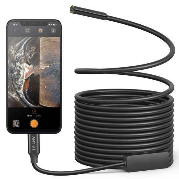Cámara para endoscopio Anykit Type-C 1080P HD con 8 luces LED de 5 m