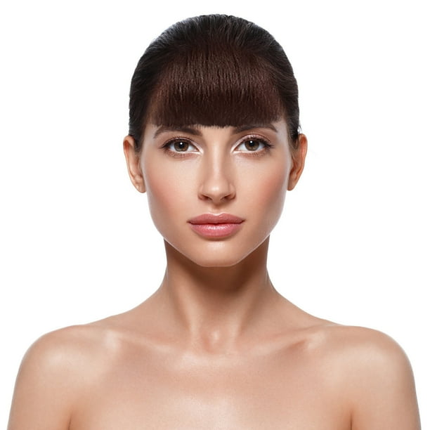 Pelucas con flequillo para mujer, peluca ondulada suelta con flequillo de cabello humano, flequillo con flequillo natural para niñas y mujeres, cabello artificial.