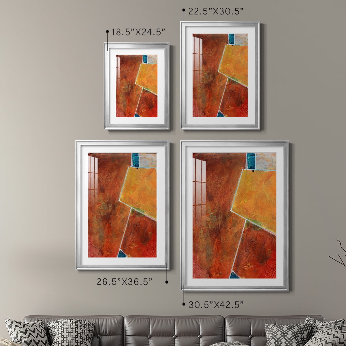 Wexford Home Primary Connection I Premium Framed Print, 30.5" x 42.5" - Ready to Hang, Silver (Set of 2)