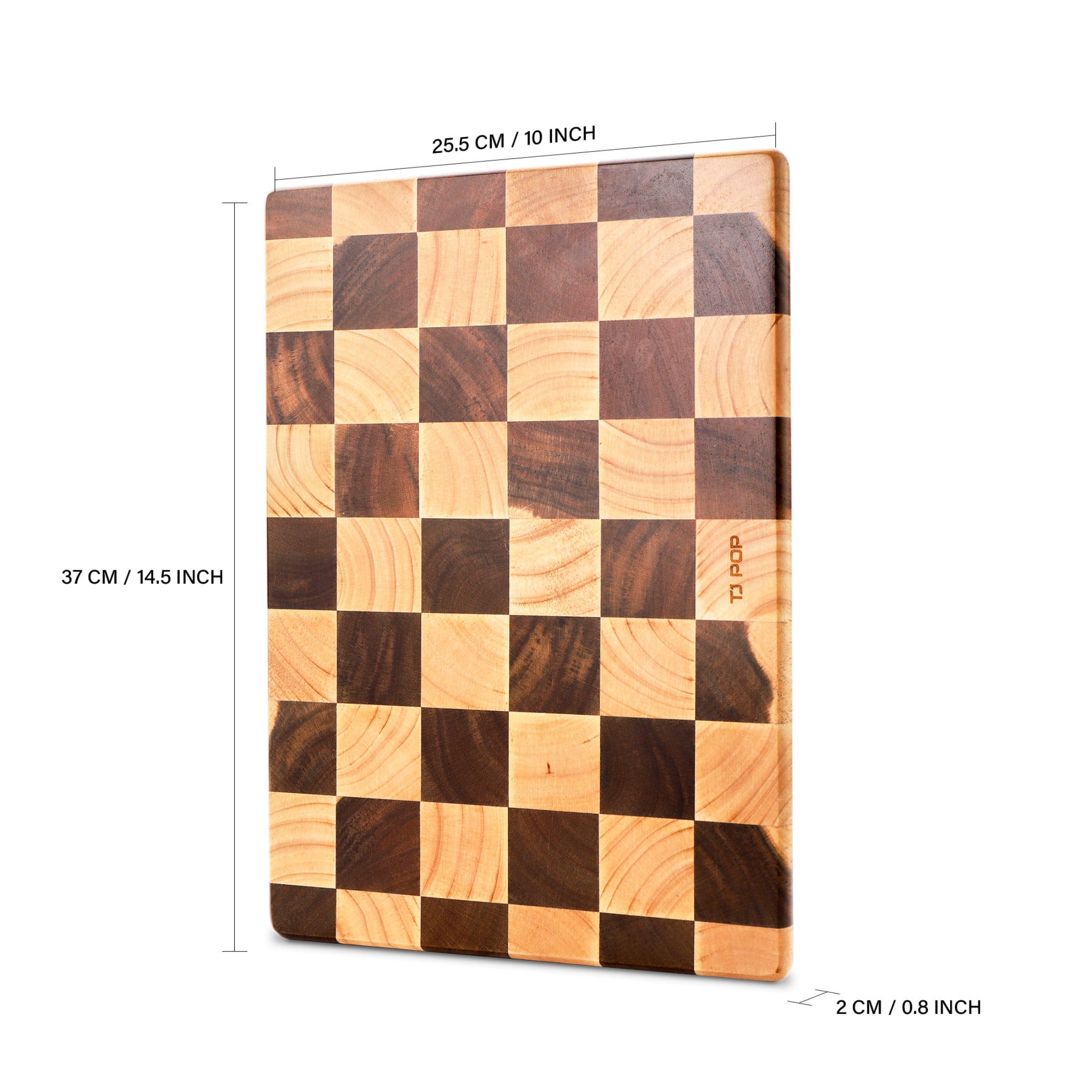 TJ POP Acacia Wood Cutting Board,End Grain Chopping Board, 14.5 x 10 x 0.8 Inch