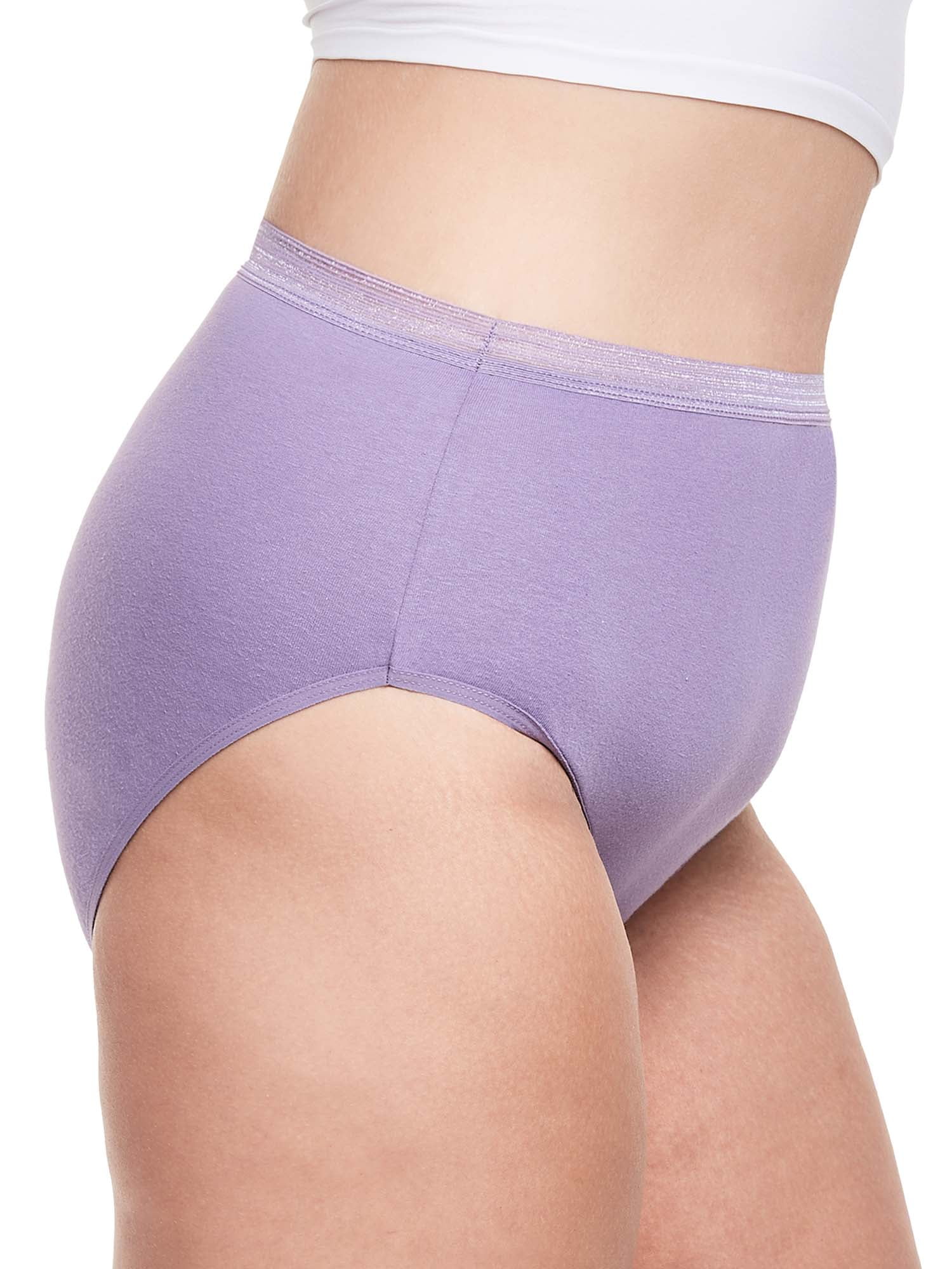 Hanes Women's 6pk Hi-Cut Underwear PP43WB - Blue/Purple/White 9 6 ct