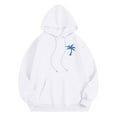 thumbnail image 4 of PUYAHG Womens Leisure Hoodies Top Floral Print Long Sleeve Hooded with Pockets Loose Fit Blouses for Ladies White,M, 4 of 7