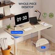 FitStand Electric Height Adjustable Standing Desk, 40x24 One-Piece Desktop Sit Stand up Desk with 176 lbs Load, 4 Memory Heights & 2 Hooks for Home Office, Light Brown