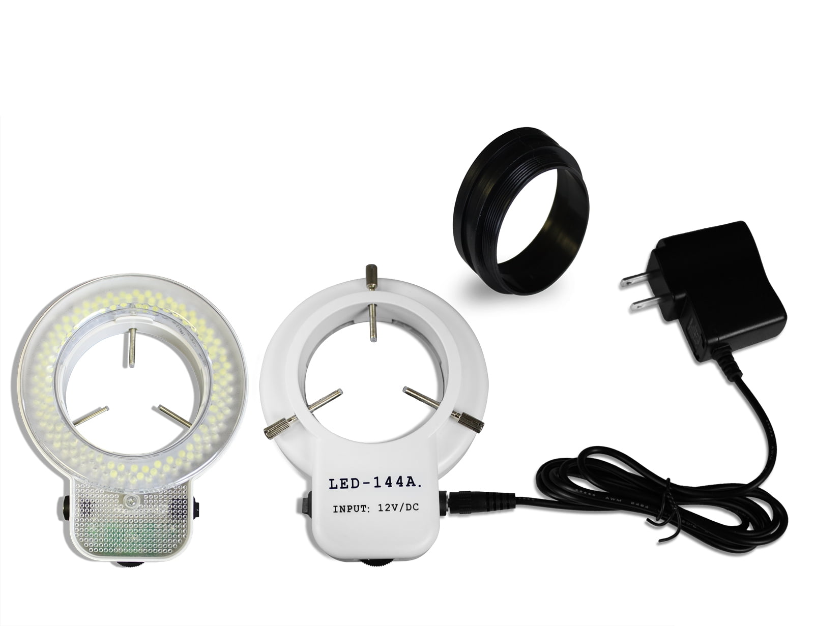 VIsion Scientific VS-1FZ-IFR07-5N Trinocular Zoom Stereo, 10x WF Eyepiece, 0.7x—4.5x Zoom, 3.5x—90x Magnification, Pillar Stand, 144-LED Ring Light, 5.0MP Digital Eyepiece Camera