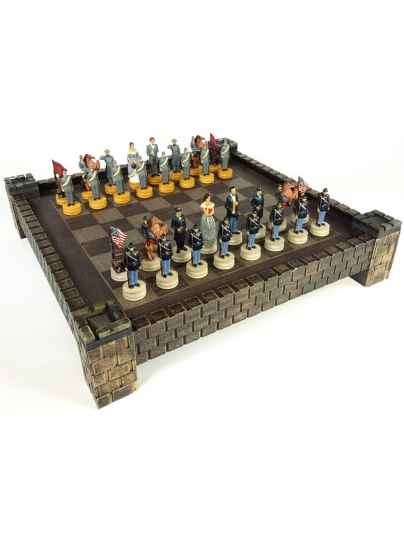 American US Civil War Queens North vs South Chess Set 17" Fortress Castle Board