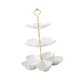 thumbnail image 5 of Soporte de cerámica escalonado para pasteles y postres con asa para té de la tarde 3 niveles blanco, 5 of 9