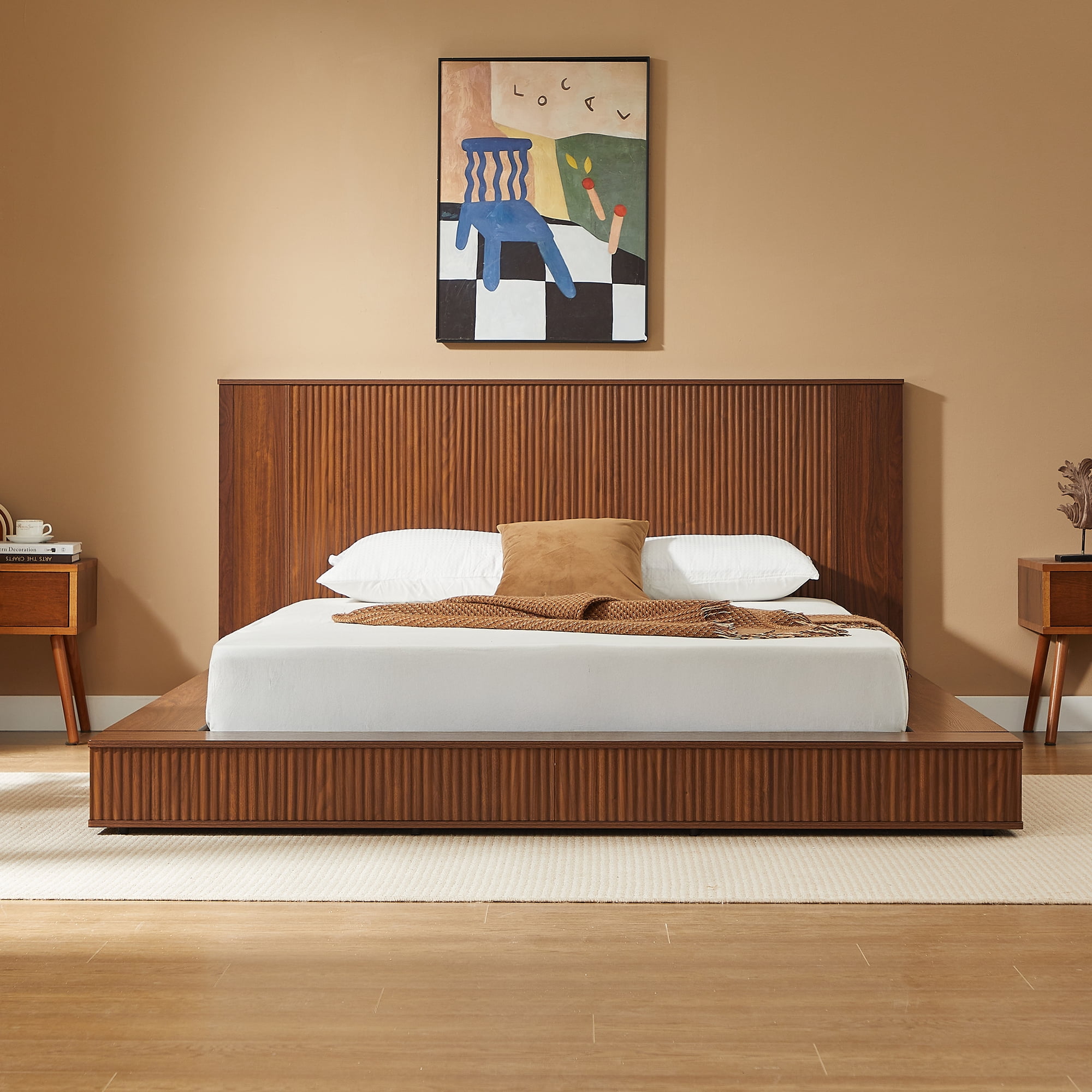 Baxton Studio Glennis Japandi Platform Bed, Queen, Natural Brown