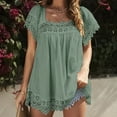 thumbnail image 2 of Blusas de encaje de verano para mujer, manga corta, cuello cuadrado, blusas fluidas, camisas para fiestas, playas, vacaciones, 2 of 6