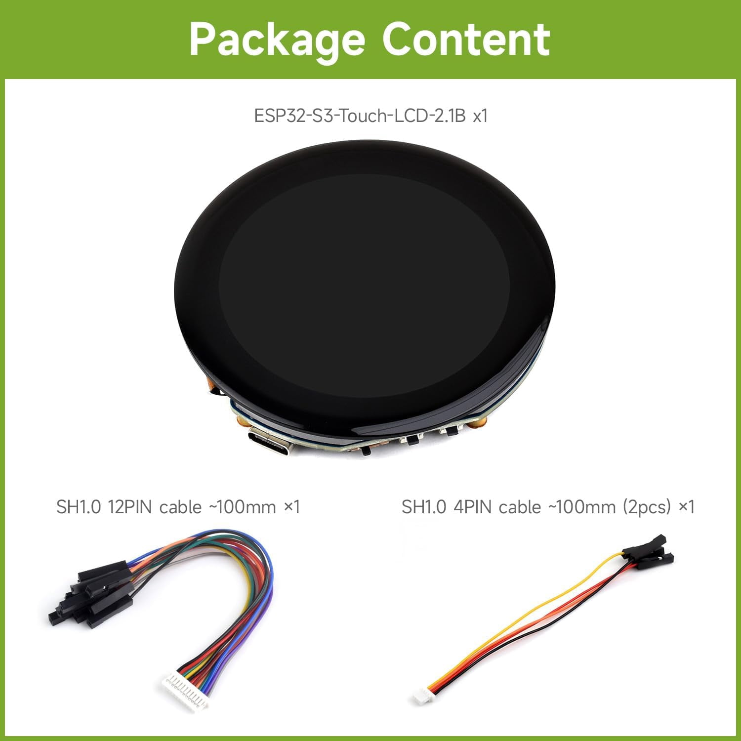 ESP32-S3 2.1inch Capacitive Touch Round Display Development Board, 480×480, IPS, 32-bit LX7 Dual-core Processor, WiFi & Bluetooth, 262K Color, ESP32 with Display, 2.5D Curved Touch Panel