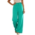 thumbnail image 2 of Women's Wide Leg Lounge Pants with Pockets Lightweight High Waisted Palazzo Adjustable Tie Knot Flowy Trousers Blue 2XL, 2 of 7