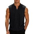 thumbnail image 3 of IhhxPro Men's V-Neck Sleeveless Tank Top Summer Casual Tee Textured Muscle Shirt Lightweight Breathable Athletic Gym Workout Beach Layering Loose Fit M-3XL, 3 of 9