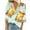 Yellow#2, variant on Utoimkio Women's V Neck 3/4 Sleeve Tops Casual Floral Print T Shirts Basic Blouse Tees Loose Fit Lightweight Tunic Shirts