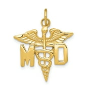 14kt Yellow Gold Large M.d. Caduceus Pendant Charm Necklace Career Professional Medical Fine Jewelry Ideal Gifts For Women Gift Set From Heart