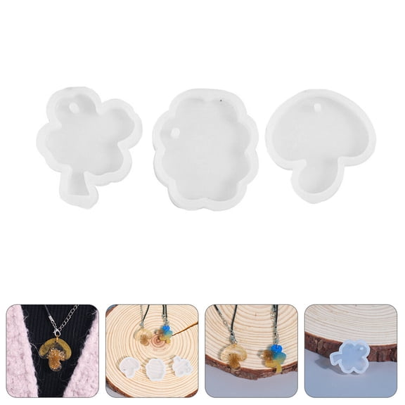 NIAIZEK 3-Piece Resin Epoxy Silicone Molds for Crafts, Mushroom Shape, and Separate, White Color