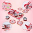 thumbnail image 3 of EagleStone Tea Party Set for Girls Pretend Play Strawberry Tin Teapot Set, 13-Piece, Pink Tea Set for Kids Toddlers, 3 of 8