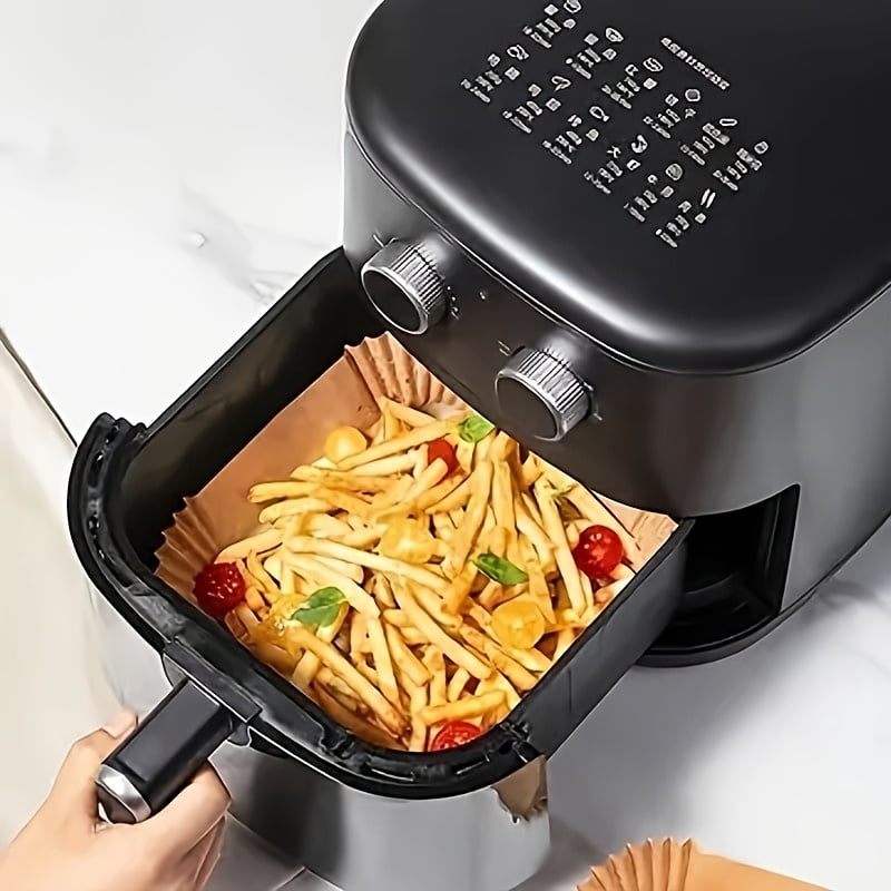 100pcs  Air Fryer Liner Paper Suitable for Oven and Microwave - Coating-Free Heat-Resistant Non-Stick Baking Paper, for Home and Commercial Use