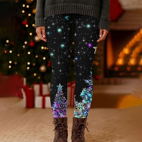 Gamivast Xmas Leggings Women Plus Size High Waisted Stretchy Soft Yoga Lounge Pants Soft Comfy Pj Pant Ankle Length Christmas Day Leggings Holiday Pj Pants