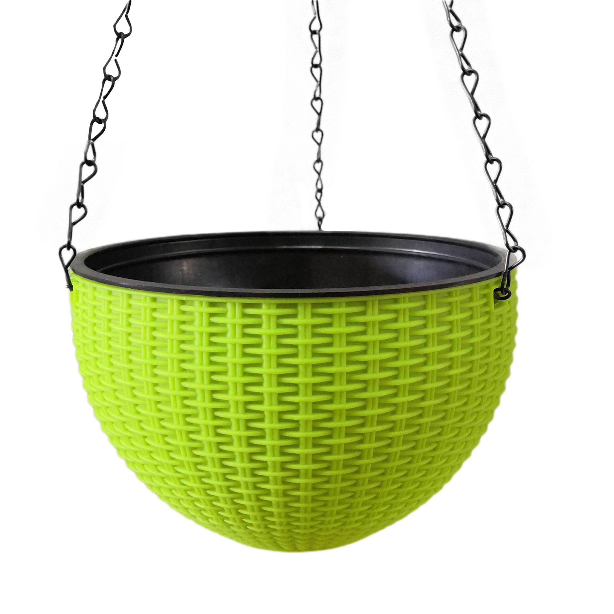 4 x 16" Wire Hanging Basket 40cm Round Bottom Baskets Metal Coated Green Planter 