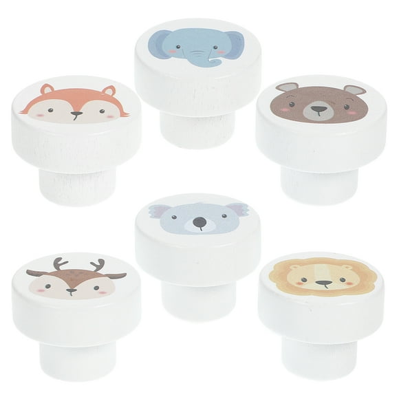 Milisten 6pcs Furniture Knobs Animal Knobs For Dresser White Dresser Knobs Decorative Drawer Knobs Wooden Drawer Knobs With Animal Print Graphic