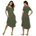 thumbnail image 4 of Women's Nightshirt Short Sleeve Loungewear Plus Size Nightgown V-Neck Sleepwear Pajama Dress S-3XL, 4 of 7