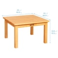 thumbnail image 2 of ECR4Kids 24in x 24in Square Hardwood Table with 14in Legs, Childrens Furniture, Honey, 2 of 9
