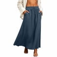 thumbnail image 2 of Summer Skirt for Women 100%Cotton with Pockets Elastic Waist Loose Ruffle Ankle Length Skirt, 2 of 7