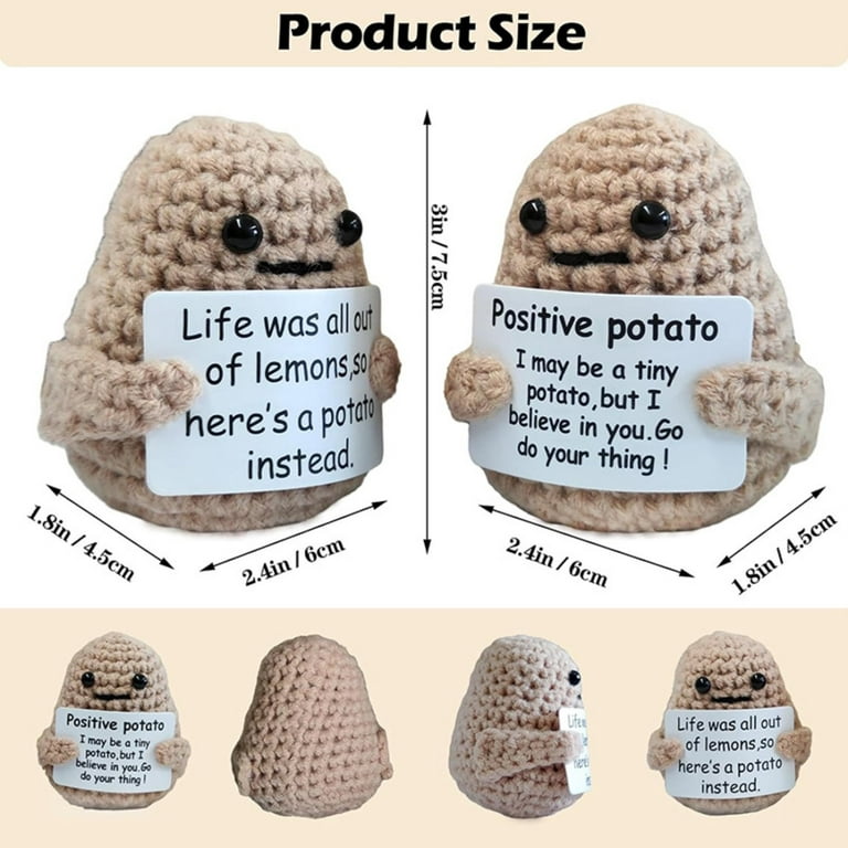 3 pcs Positive Potat with Positive Card,Emotional Support Poo,Cheer Up Gift  for Birthday Christmas Encouragement Gag Gift