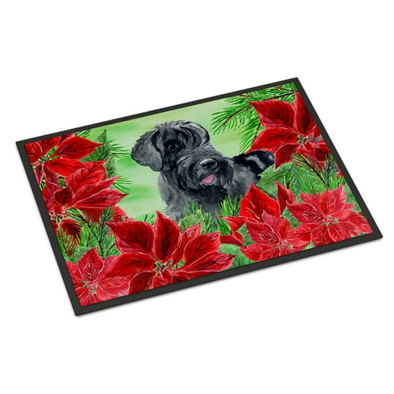 Giant Schnauzer Poinsettas Door Mat