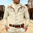 thumbnail image 2 of XIAOCHA Men's Western Scroll Print Button-Up Shirt Long Sleeve Shirts Country Holiday Casual Shirt, 2 of 4