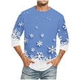 thumbnail image 1 of Camisas de Manga Larga para Hombres Imprimir Casual Cuello Redondo Blusa de Manga Corta, Camisas de Lino para Hombres, 1 of 5