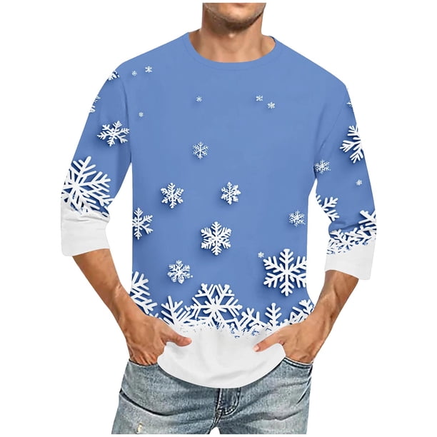 Camisas de Manga Larga para Hombres Imprimir Casual Cuello Redondo Blusa de Manga Corta, Camisas de Lino para Hombres