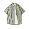 thumbnail image 4 of Joau Mens Big & Tall Short Sleeve Button Down Shirt Plaid Button Up Shirts Lightweight Casual Loose Cotton Work Shirts with Pocket, 4 of 5
