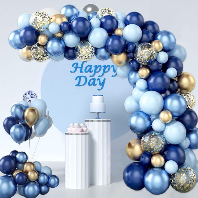 133 PCS Globos de Cumpleaños, Decoracion Cumpleaños Hombre. Globos Metalicos Azul, Decoracion Fiesta y Cumpleaños para Cumpleaños Aniversarios Revelación de Sexo Graduación Año