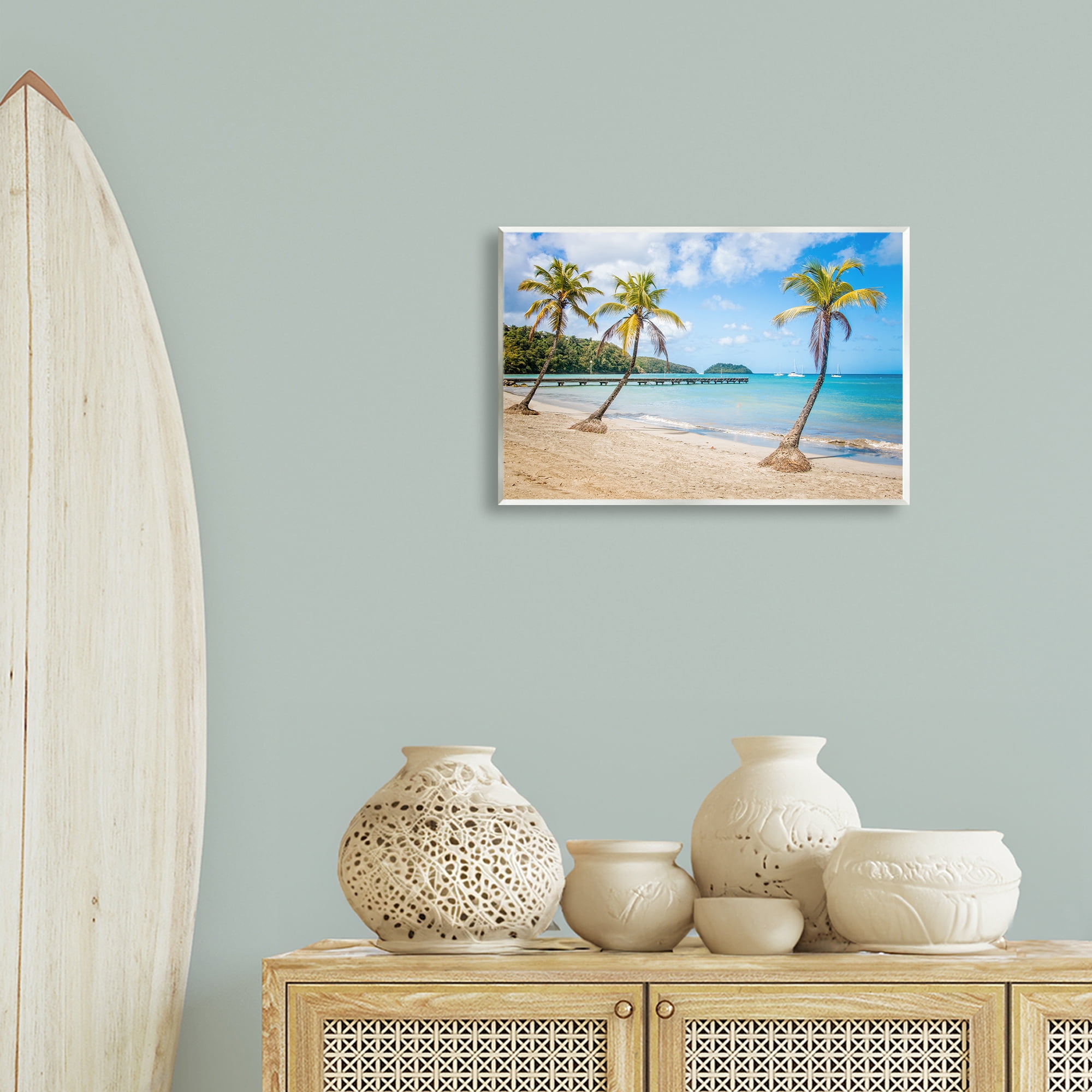 Stupell Industries Tropical Palm Tree Trio Nautical & Beach Photography Unframed Art Print Wall Art, 19 x 13