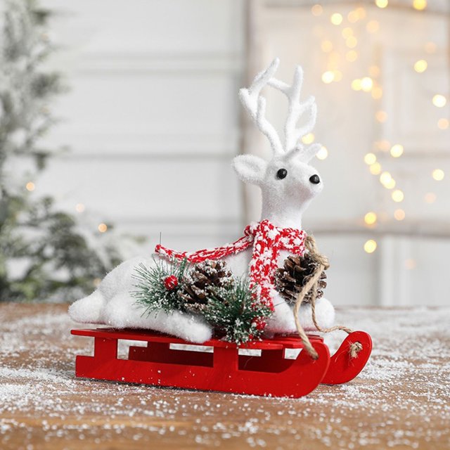 Fiudx Decoración del hogar Adornos navideños Trineo Adornos navideños Adornos para ventanas de escritorio