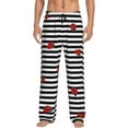 thumbnail image 2 of Picia Ladybugs on Black and White Striped Mens Soft Woven Cotton Elastic Waistband Sleep Pajama Pant Lounge Sleep Pant With Pockets And Drawstring-XX-Large, 2 of 9