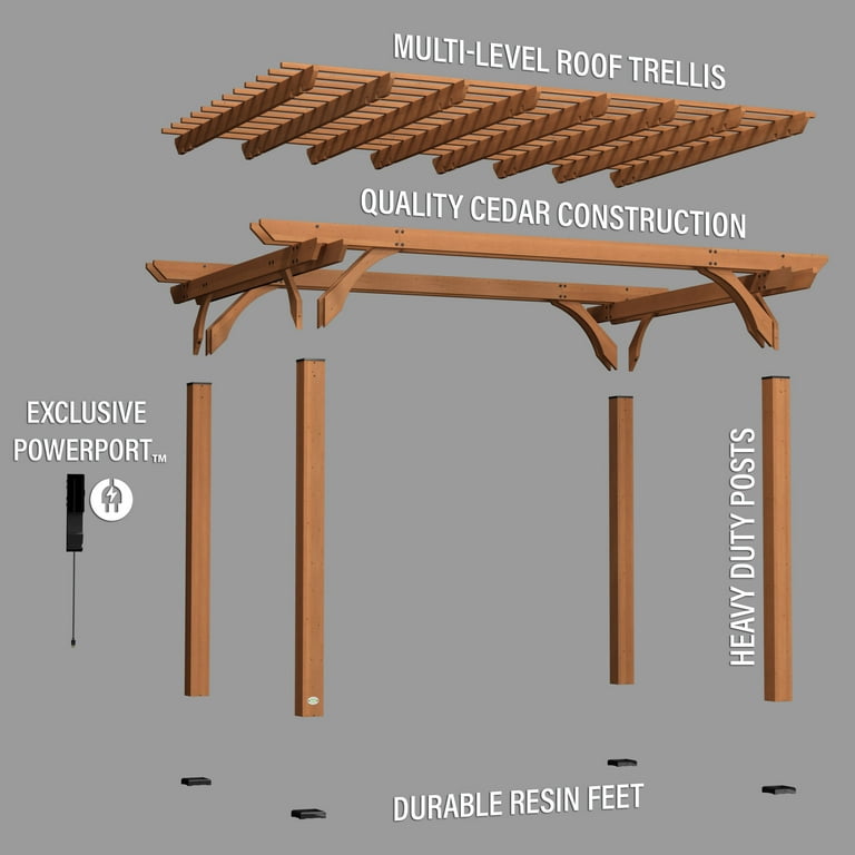 Backyard Discovery Build Wooden 10 x 14 Cedar Pergola - Walmart.com