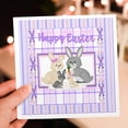 thumbnail image 7 of 3drose, Image of Easter Bunny Family, Plaid Line Stitch Design, Purple, Pink, 6 Greeting Cards with Envelopes, 7 of 7
