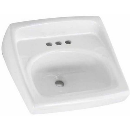 Sedona Wall Mount Lavatory - American Standard 0355.912.020 Lucerne Wall Mounted Lavatory Sink for Wall Hangers (included) or Concealed Arms (not included) with Three Faucet Holes (4 Centers), White