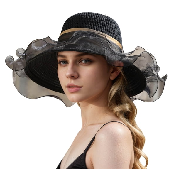 Fgnfyis Elegant Women's Summer Beret Sun Hat with Wide Brim for and Breathable Comfort Black M