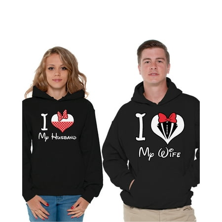 Awkward Styles Matching Couple Hoodies for Husband and Wife I Love My Husband Sweatshirt I Love My Wife Sweater Best Husband Gift Best Wife Valentines Gift Husband Wife Anniversary Couple (Matching Sweaters For Best Friends)
