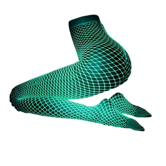 TELOLY Fishnet Stockings for Women,Glow-In-The-Dark Thigh High Socks,Comfortable Fishnets Fishnet Tights,Style1