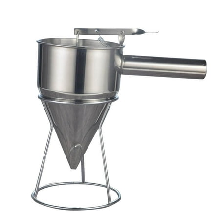 

Piston Funnel Pancake Batter Dispenser Stainless Steel Confectionery Funnels with Stand Bakery Use Cake Decorating Tool